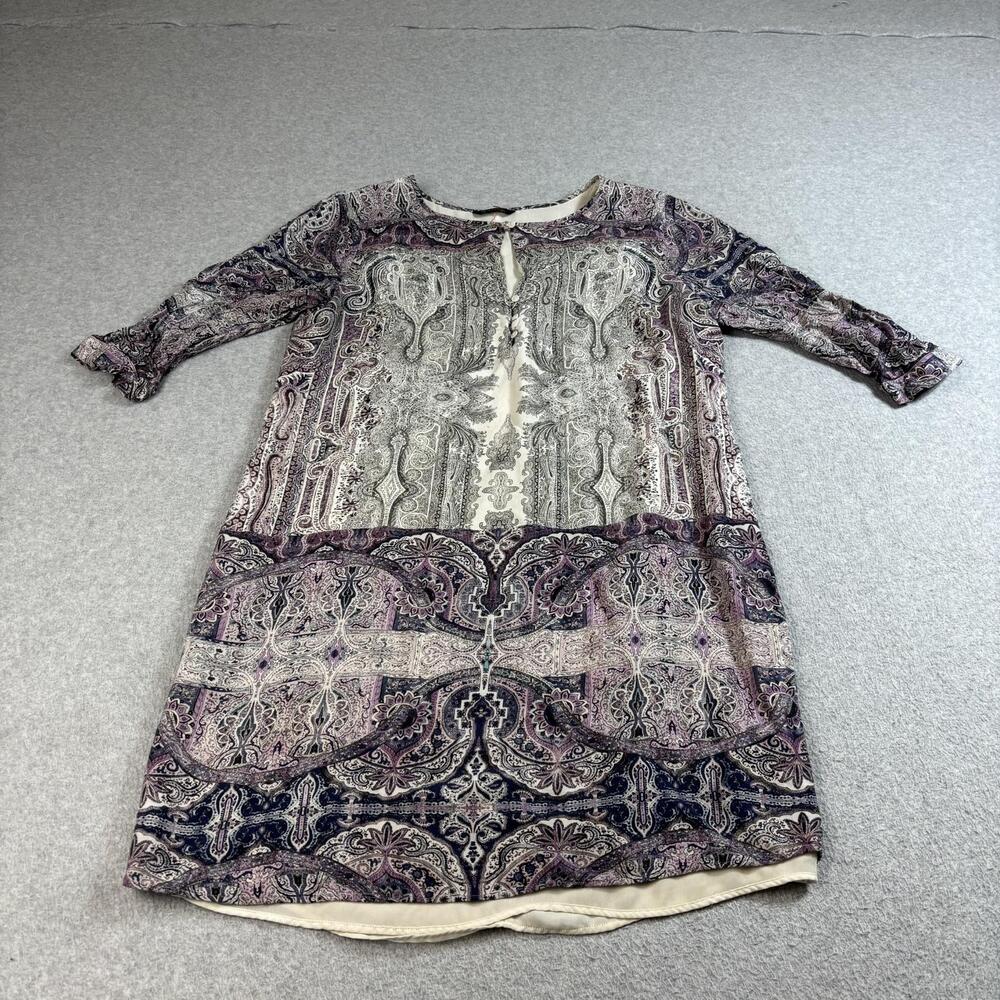 Mossimo Dutti Dress Womens 10 US 42 EU Purple Cream Paisley Lined Shift Portugal